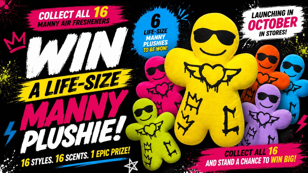 Collect all 16 Mannys and win a life-size Manny plushie